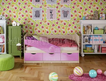 Детская кровать Бабочки 800*1600, Сиреневый глянец в Нижнекамске