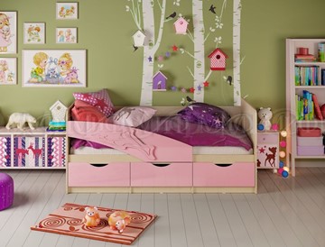 Детская кровать Дельфин, Розовый глянец 80х180 в Нижнекамске
