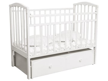 Кроватка детская Золушка 7, 60х120, массив березы, цвет белый в Набережных Челнах