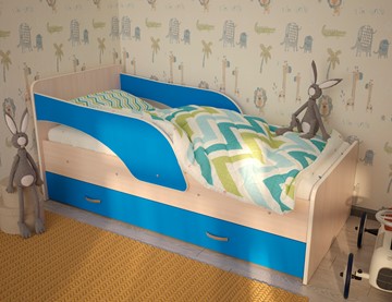 Детская кровать Максимка, корпус Млечный дуб, фасад Синий в Нижнекамске - предосмотр