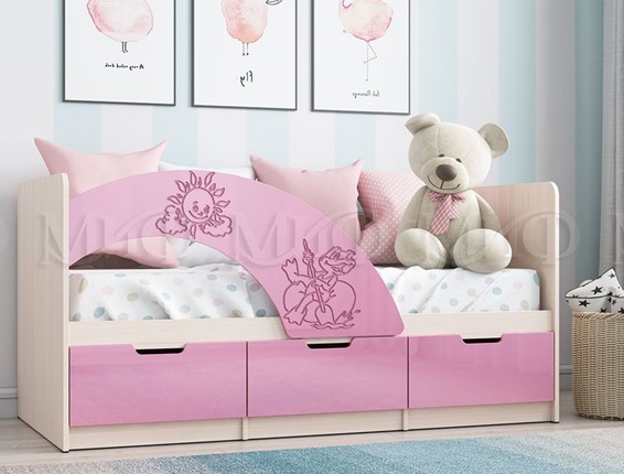 Детская кровать с ящиками Юниор-3, Розовый металлик в Нижнекамске - изображение