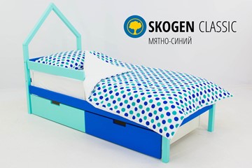 Детская кровать-домик мини Skogen мятно-синий в Набережных Челнах