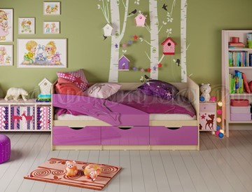 Кровать в детскую Дельфин, Фиолетовый глянец 80х160 в Альметьевске