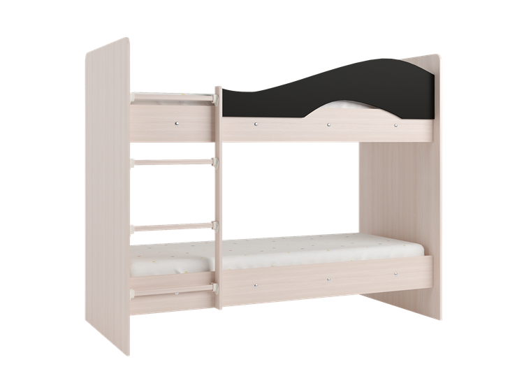 Детская  двухъярусная кровать Мая с 2 ящиками на щитах, корпус Млечный дуб, фасад Венге в Альметьевске - изображение 3