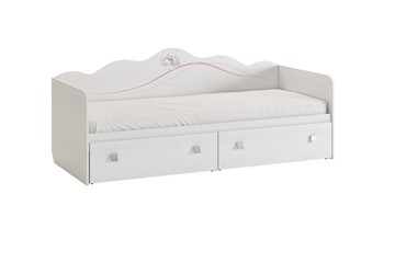 Кроватка Фэнтези с ящиками, белый рамух в Нижнекамске - предосмотр