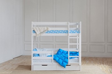 Детская 2-этажная кровать без крыши с ящиками, цвет белый в Нижнекамске - предосмотр
