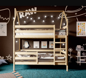 Детская двухъярусная кровать Домик, без покраски в Набережных Челнах