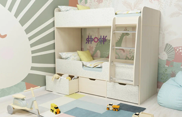 Двухэтажная детская кровать Малыш двойняшка 70х160, корпус Дуб молочный, фасад Фейритейл в Набережных Челнах