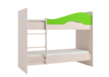 Кровать 2-ярусная Мая на щитах со шкафом и ящиками, корпус Млечный дуб, фасад Салатовый в Альметьевске - предосмотр 3