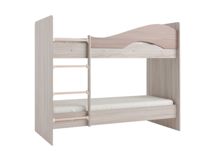 Детская 2-х ярусная кровать Мая на щитах со шкафом и ящиками, корпус Шимо светлый, фасад Шимо темный в Альметьевске - изображение 3