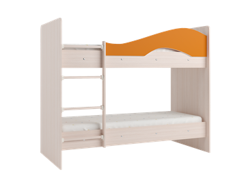 Детская 2-ярусная кровать Мая с 2 ящиками на щитах, корпус Млечный дуб, фасад Оранжевый в Набережных Челнах - предосмотр 2