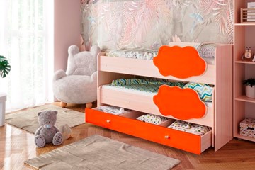 Детская двухъярусная кровать Соник 1.6 с ящиком, Оранжевый в Нижнекамске - предосмотр