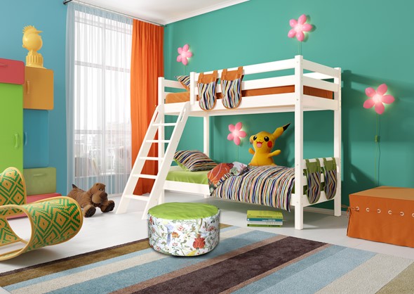 Детская 2-ярусная кровать Соня, Вариант 10 Белый в Альметьевске - изображение