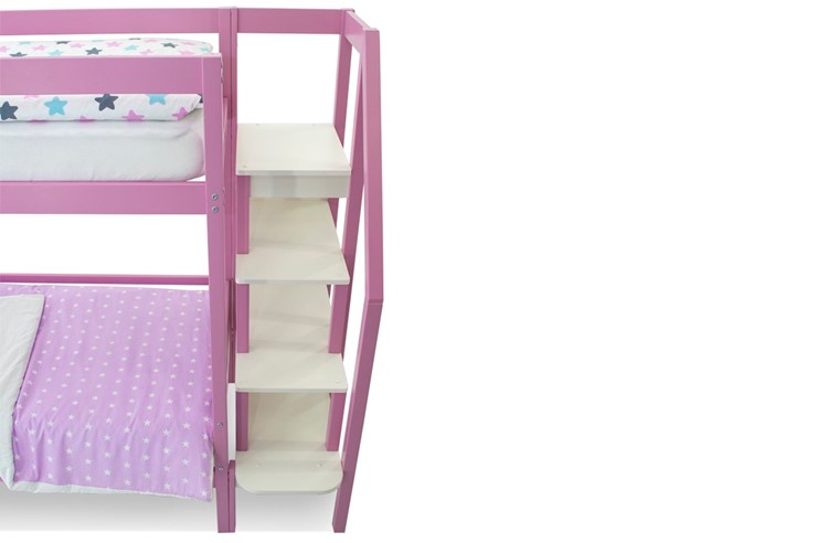 Двухъярусная детская кровать Svogen розовый в Нижнекамске - изображение 9