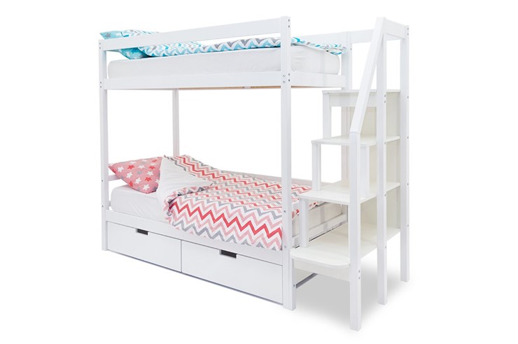 Детская 2-этажная кровать Svogen белый в Набережных Челнах - изображение 4