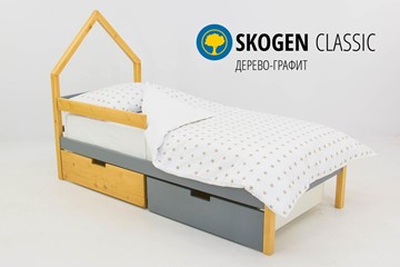 Детская кровать-домик мини Skogen дерево-графит в Казани