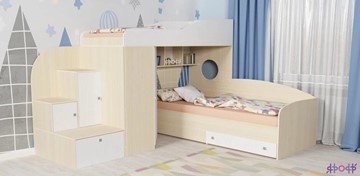 Детская кровать-шкаф Кадет-2, корпус Дуб, фасад Белое дерево в Казани