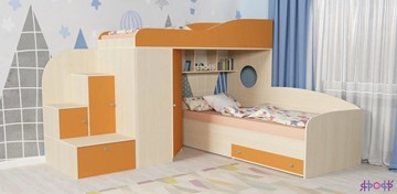 Детская кровать-шкаф Кадет-2, корпус Дуб, фасад Оранжевый в Казани