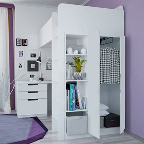 Детская кровать с письменным столом и шкафом POLINI Kids Simple Белый в Казани - предосмотр 3