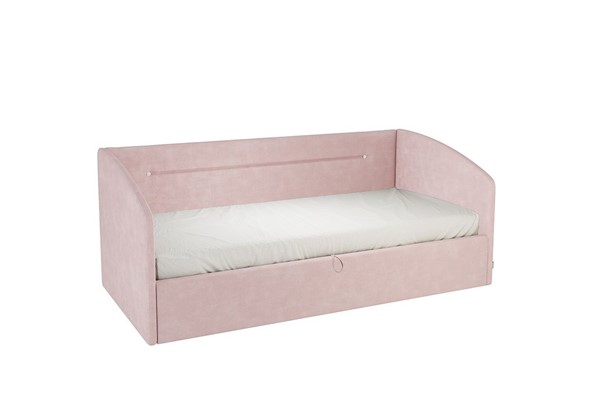 Детская кровать  0.9 Альба (Софа), нежно-розовый (велюр) в Нижнекамске - изображение