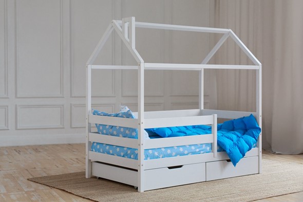 Детская кровать Домик с ящиками, цвет белый в Альметьевске - изображение
