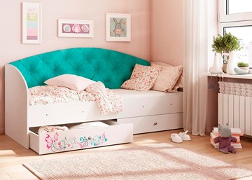 Детская кровать односпальная Эльза без бортика, Бирюза (латы) в Набережных Челнах