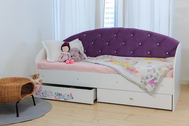 Детская кровать односпальная Эльза без бортика, Фиолетовый (латы) в Нижнекамске - изображение 5