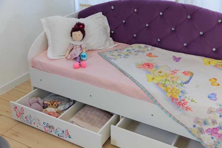 Детская кровать односпальная Эльза без бортика, Фиолетовый (латы) в Нижнекамске - изображение 6