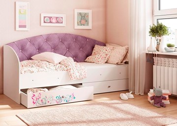 Детская кровать односпальная Эльза без бортика, Фиолетовый (латы) в Казани