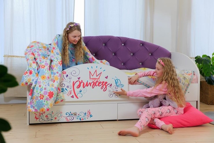 Детская кровать односпальная Эльза с бортиком, Фиолетовый (латы) в Альметьевске - изображение 4