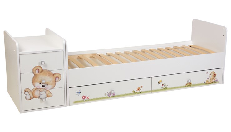 Детская кровать Фея 1100 Медвежонок Белый в Казани - изображение 2