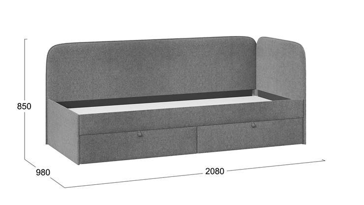 Кровать в детскую Молли тип 1 (90), Микровелюр Scandi Graphite 22 в Альметьевске - изображение 3