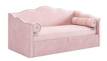 Кровать в детскую с подъемным механизмом Лея (Софа) 90х200 (нежно-розовый (велюр)/галька (велюр)) в Набережных Челнах