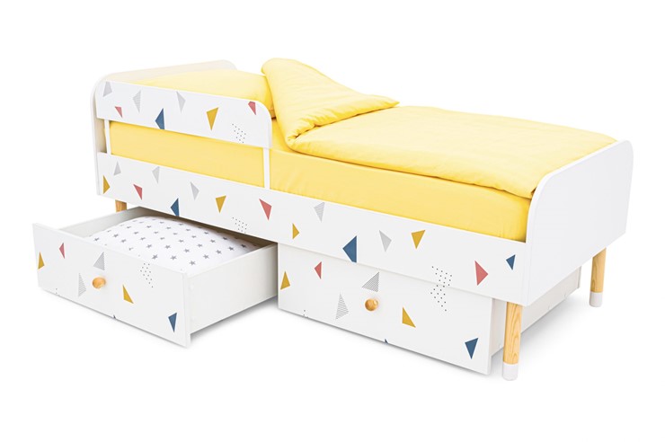 Детская кровать Stumpa Классика "Треугольники желтый, синий, розовый" в Нижнекамске - изображение 8
