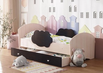 Детская кровать Тучка с ящиком, корпус Дуб млечный, фасад Венге в Набережных Челнах