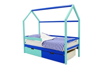 Кровать-домик в детскую Svogen синий-мятный в Нижнекамске