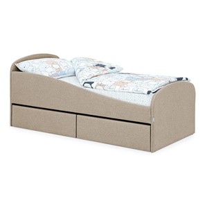 Мягкая кровать с ящиками Letmo 190х80 песочный (рогожка) в Нижнекамске