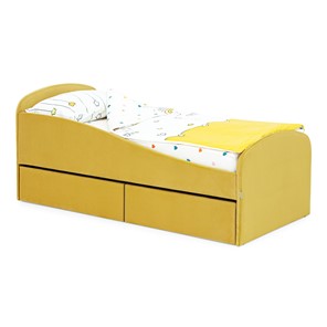 Мягкая кровать с ящиками Letmo 190х80 горчичный (велюр) в Нижнекамске