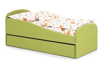 Кровать в детскую с ящиком Letmo авокадо (рогожка) в Альметьевске