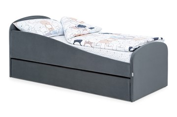 Мягкая кровать с ящиком Letmo графит (велюр) в Набережных Челнах