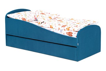 Кровать в детскую с ящиком Letmo морской (велюр) в Нижнекамске