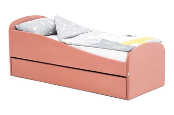 Мягкая кровать с ящиком Letmo пудровый (велюр) в Набережных Челнах