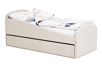 Кровать с ящиком Letmo ванильный (велюр) в Набережных Челнах