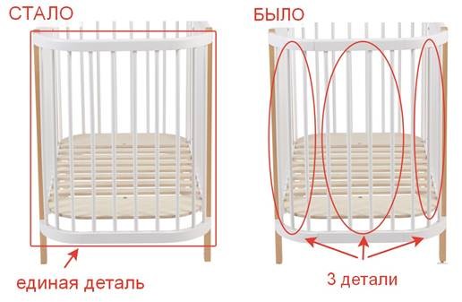 Детская кроватка ВДК прямоугольная, продольный маятник (слоновая кость)