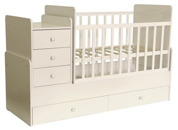 Кровать для новорожденных с комодом POLINI Kids Simple 1100 Слоновая кость в Альметьевске