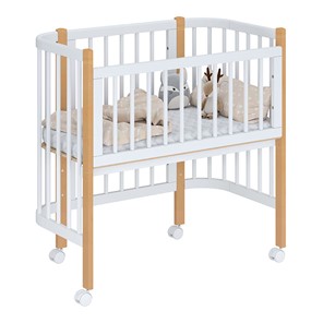 Кроватка детская приставная POLINI Kids Simple 105 Белый / Бук в Набережных Челнах - предосмотр