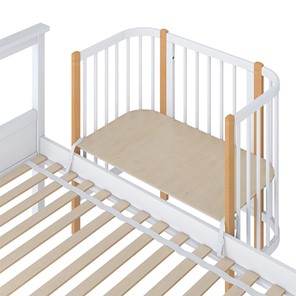 Кроватка детская приставная POLINI Kids Simple 105 Белый / Бук в Альметьевске - предосмотр 3