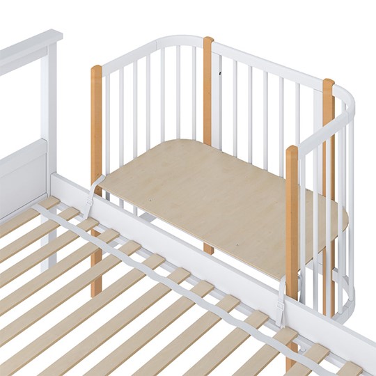 Кроватка детская приставная POLINI Kids Simple 105 Белый / Бук в Казани - изображение 3