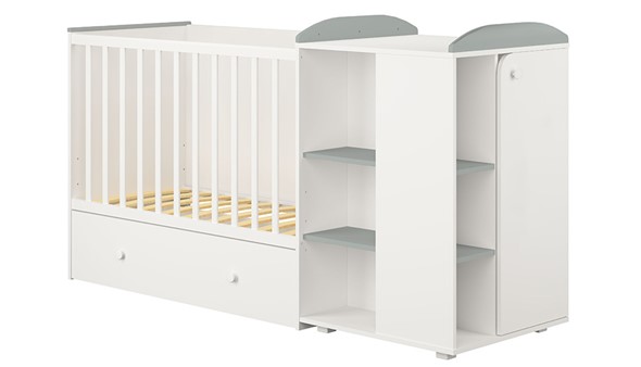 Многофункциональная кровать с комодом POLINI Kids Ameli 800 Белый / Серый, серия AMELI в Альметьевске - изображение