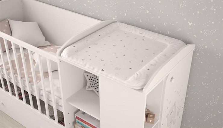 Многофункциональная кровать с комодом POLINI Kids French 800 TEDDY Белый в Альметьевске - изображение 5